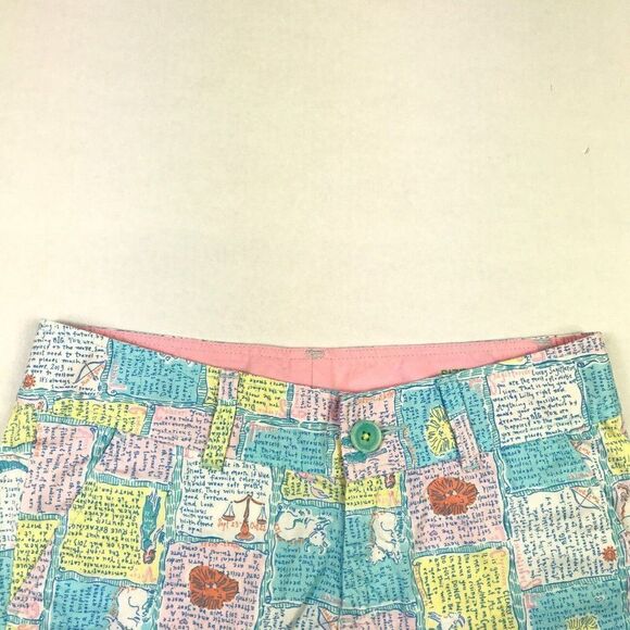 Lilly Pulitzer Womens Cotton Zodiac Callahan Shorts Colorful Print Chino Size 00 - Picture 2 of 10